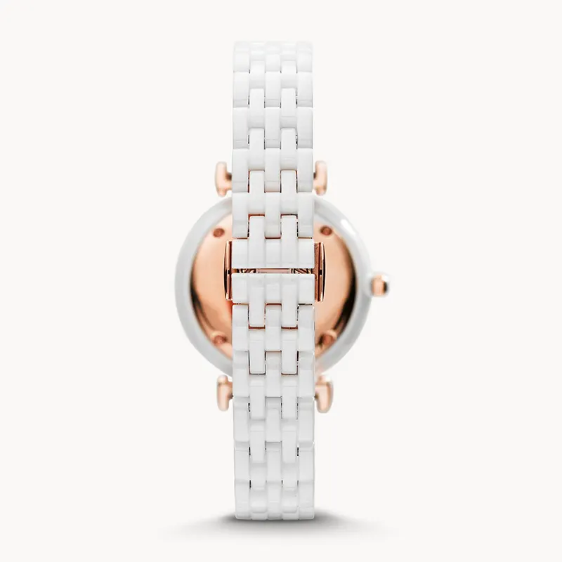 Emporio Armani Ceramica White Dial Ladies Watch- AR1486